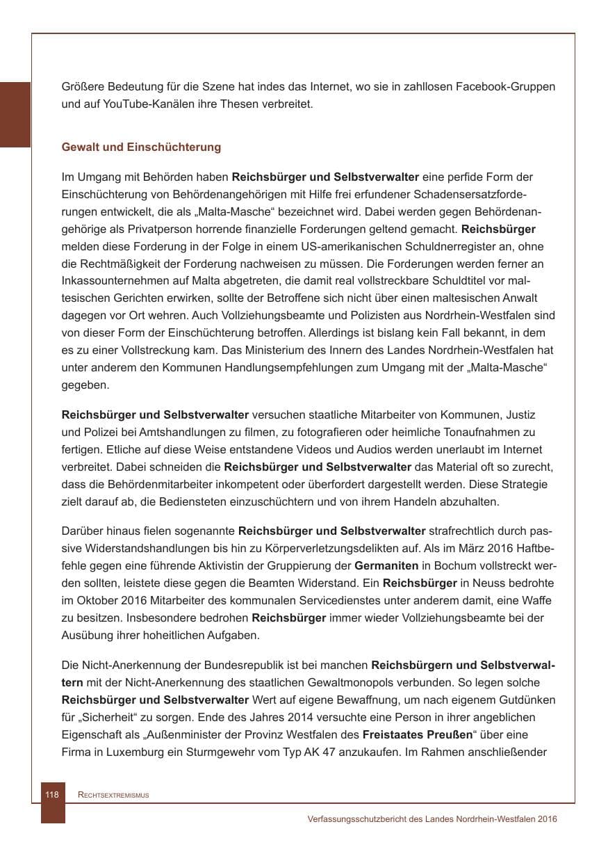 Seite 119 des Verfassungsschutzbericht 2016 Nordrhein-Westfalen