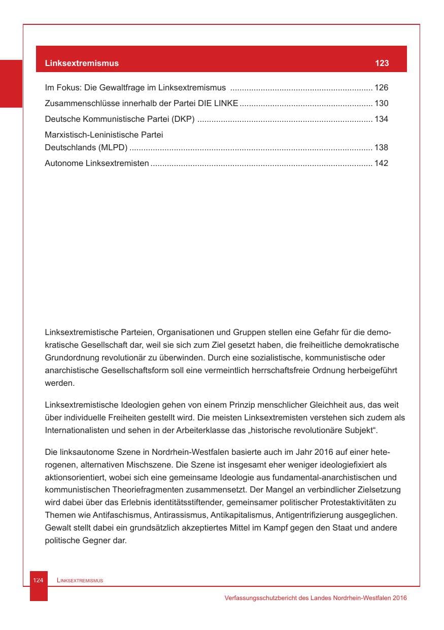 Seite 125 des Verfassungsschutzbericht 2016 Nordrhein-Westfalen