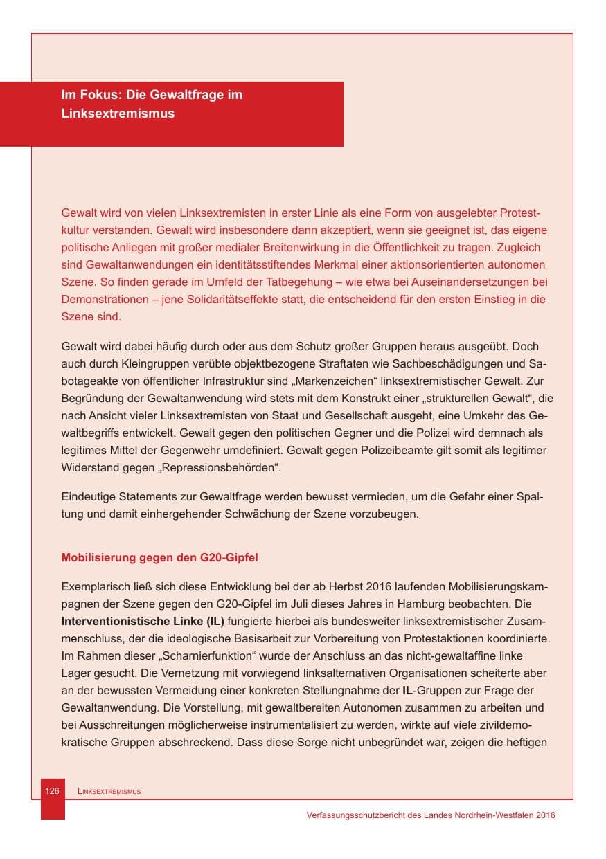 Seite 127 des Verfassungsschutzbericht 2016 Nordrhein-Westfalen