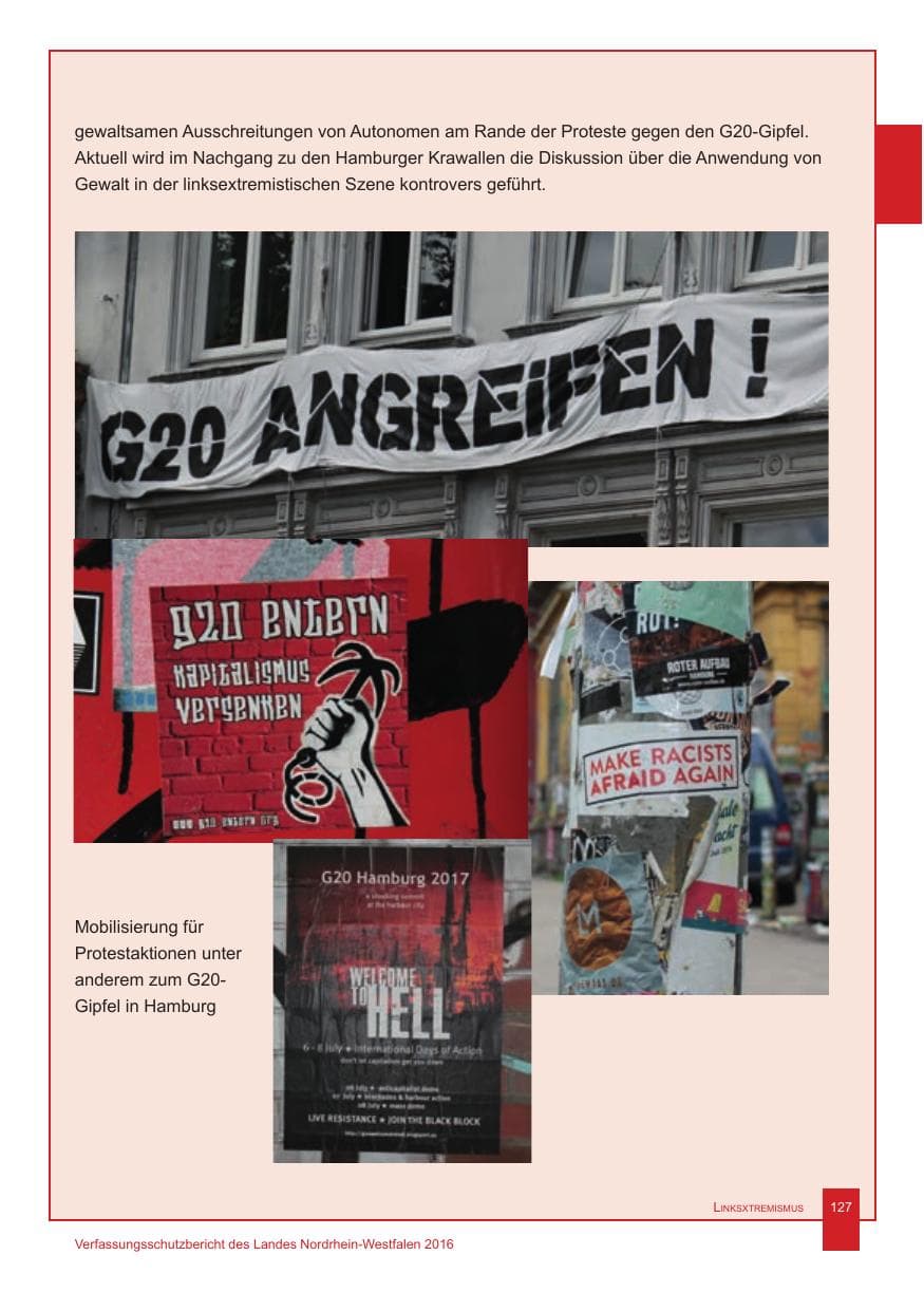 Seite 128 des Verfassungsschutzbericht 2016 Nordrhein-Westfalen