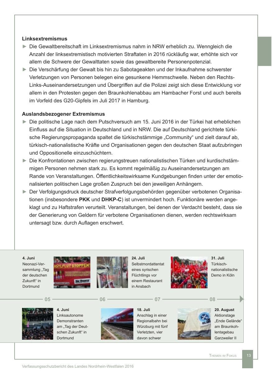 Seite 14 des Verfassungsschutzbericht 2016 Nordrhein-Westfalen