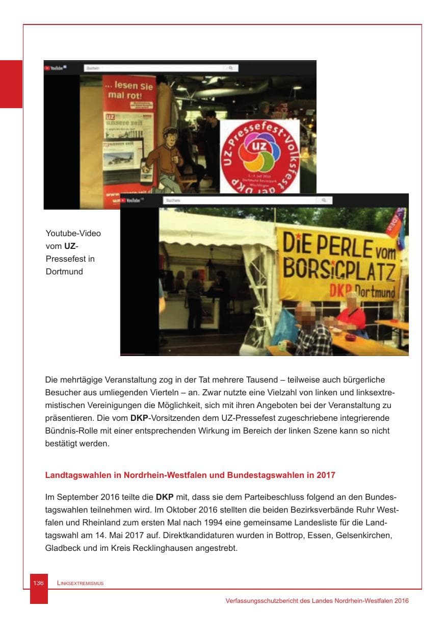 Seite 137 des Verfassungsschutzbericht 2016 Nordrhein-Westfalen