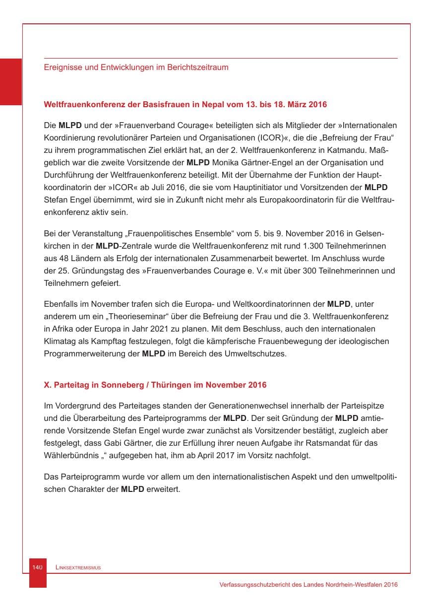 Seite 141 des Verfassungsschutzbericht 2016 Nordrhein-Westfalen