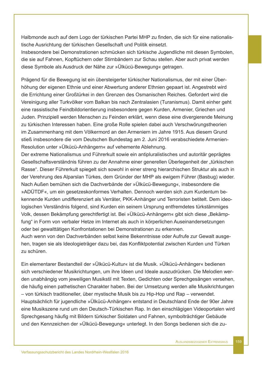 Seite 160 des Verfassungsschutzbericht 2016 Nordrhein-Westfalen