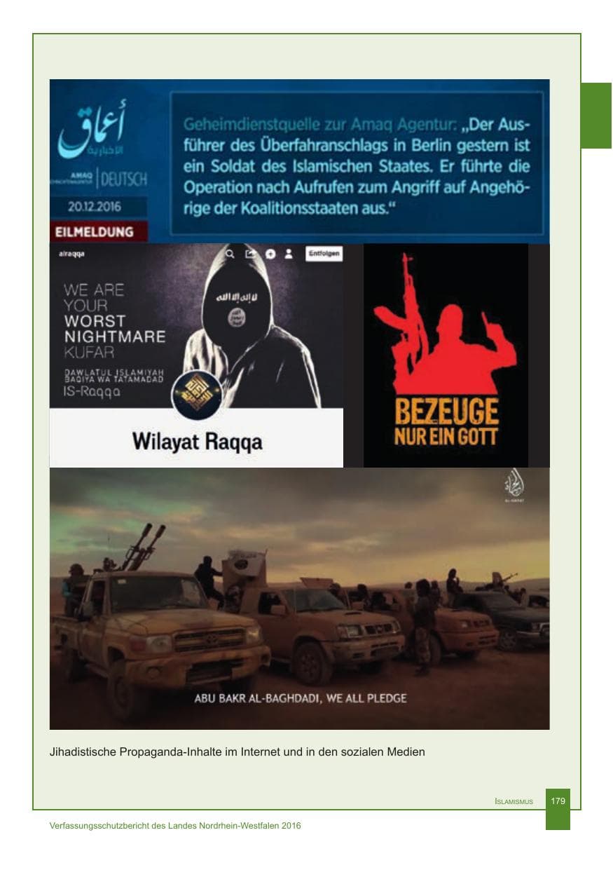 Seite 180 des Verfassungsschutzbericht 2016 Nordrhein-Westfalen