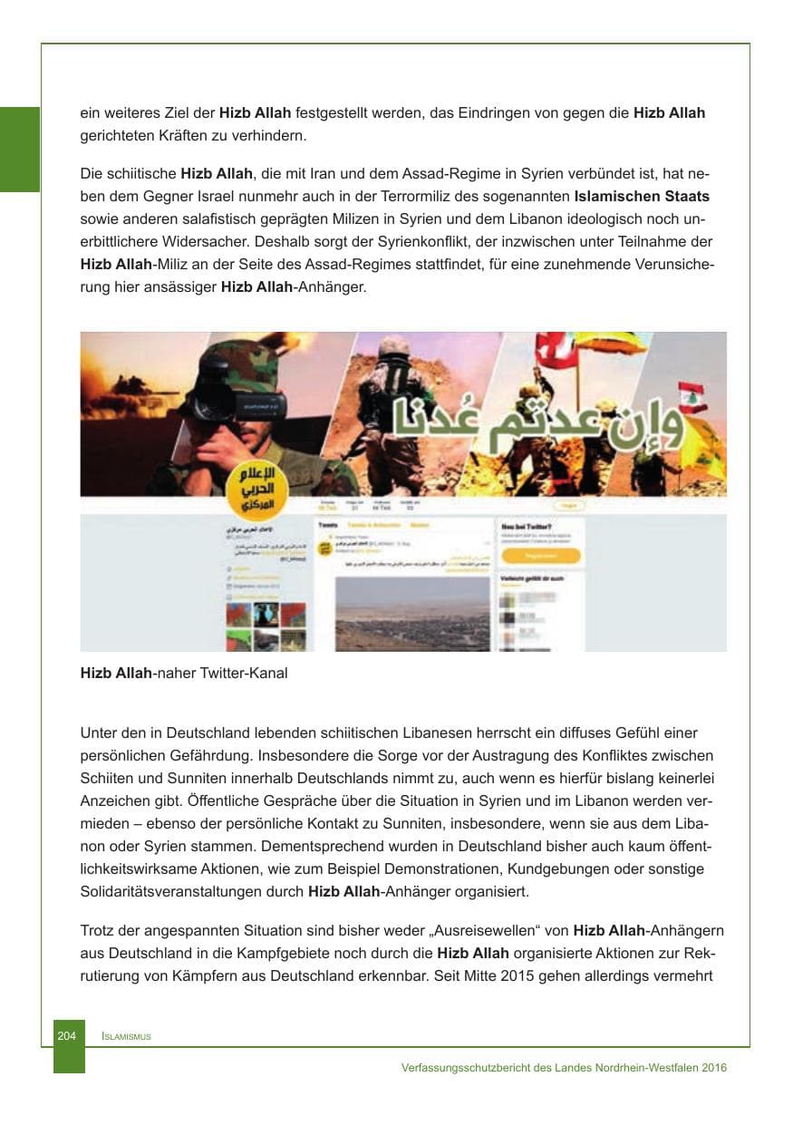 Seite 205 des Verfassungsschutzbericht 2016 Nordrhein-Westfalen