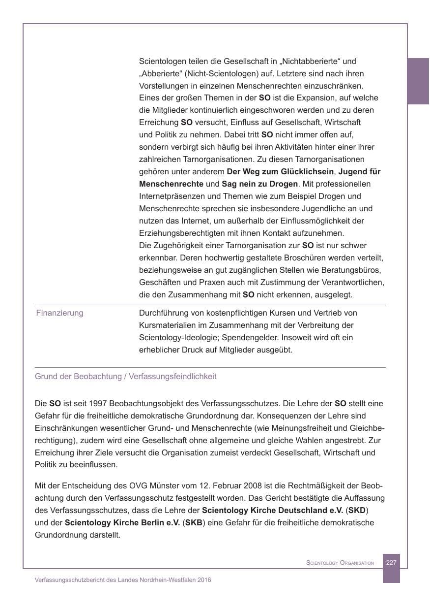 Seite 228 des Verfassungsschutzbericht 2016 Nordrhein-Westfalen