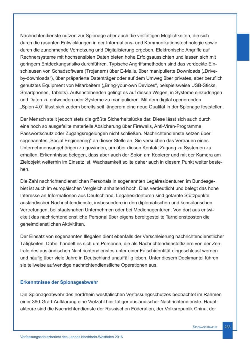 Seite 234 des Verfassungsschutzbericht 2016 Nordrhein-Westfalen
