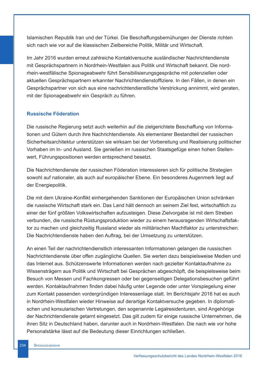 Seite 235 des Verfassungsschutzbericht 2016 Nordrhein-Westfalen