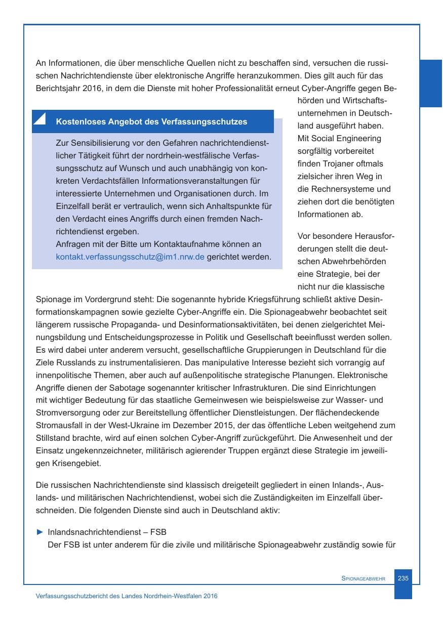 Seite 236 des Verfassungsschutzbericht 2016 Nordrhein-Westfalen