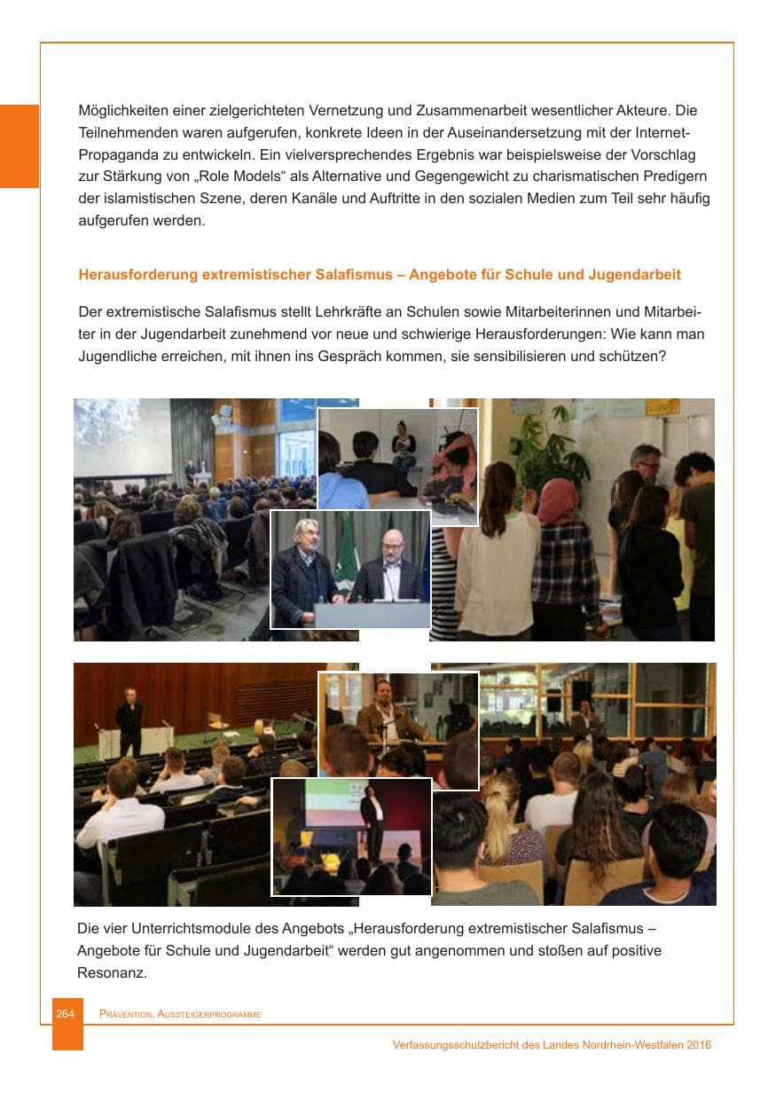 Seite 265 des Verfassungsschutzbericht 2016 Nordrhein-Westfalen