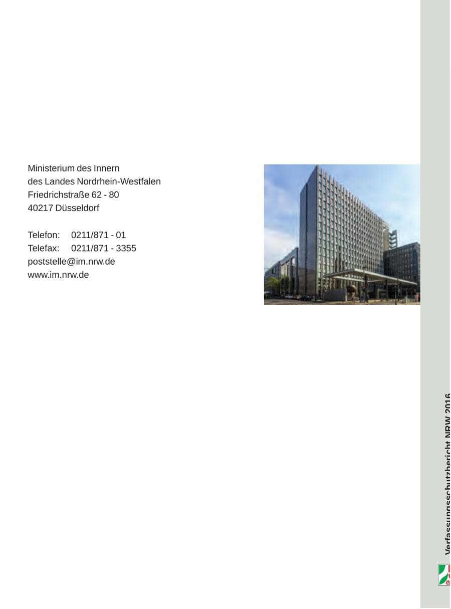 Seite 299 des Verfassungsschutzbericht 2016 Nordrhein-Westfalen