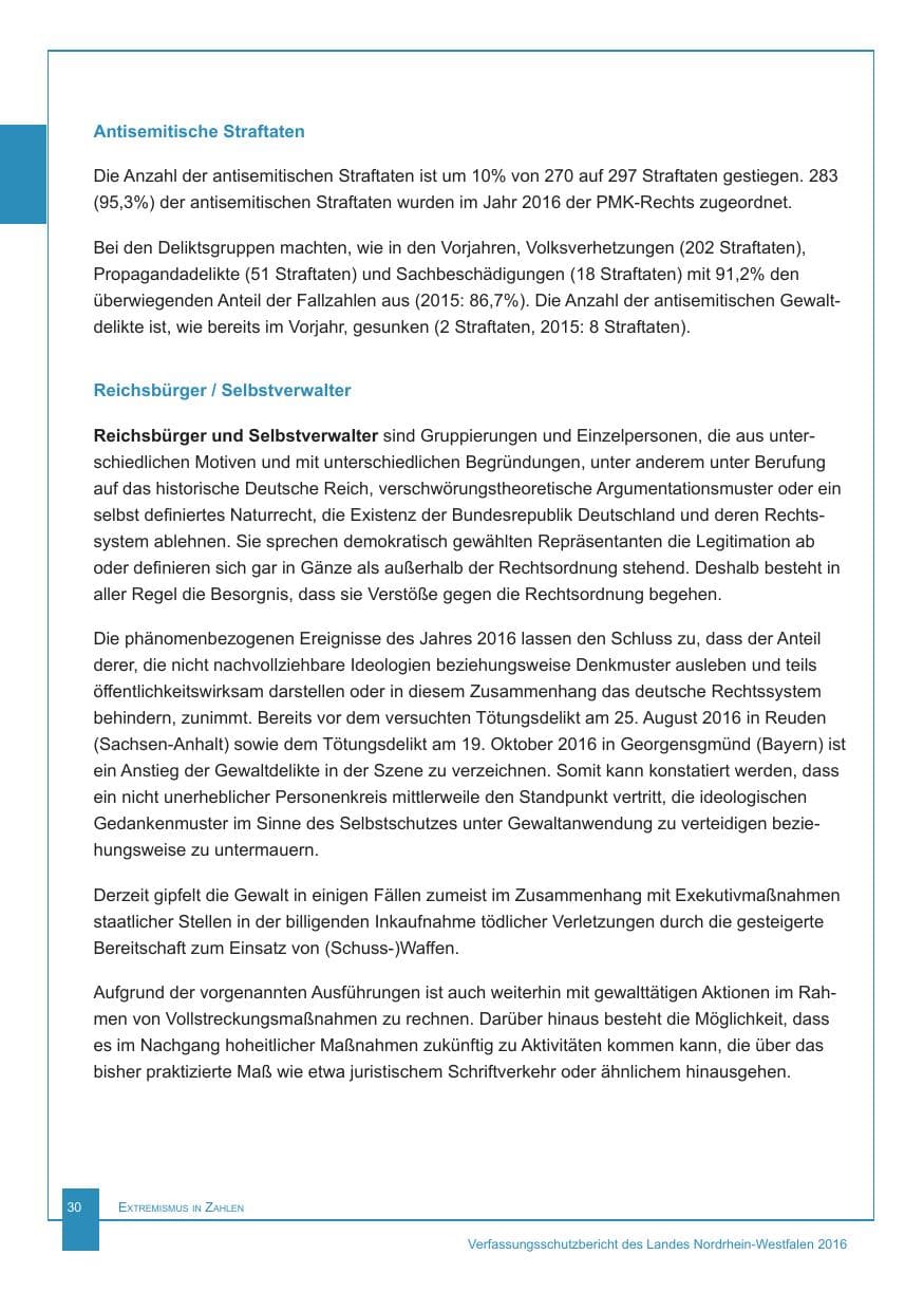 Seite 31 des Verfassungsschutzbericht 2016 Nordrhein-Westfalen