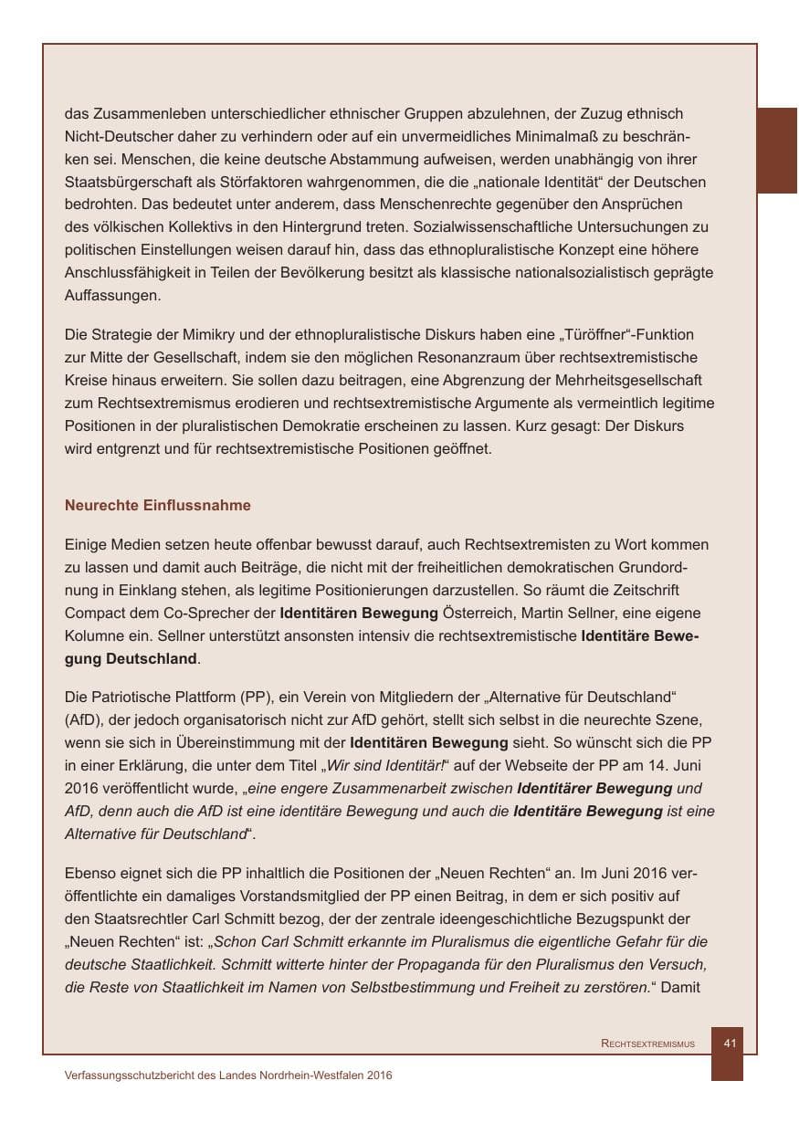 Seite 42 des Verfassungsschutzbericht 2016 Nordrhein-Westfalen