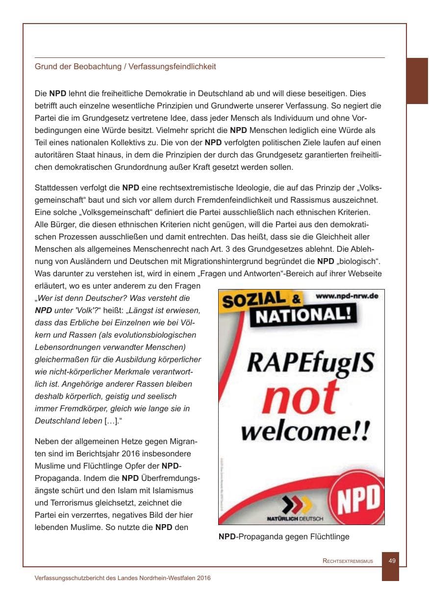 Seite 50 des Verfassungsschutzbericht 2016 Nordrhein-Westfalen