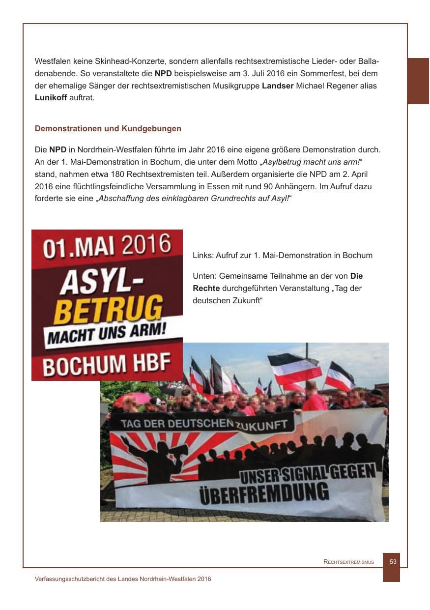 Seite 54 des Verfassungsschutzbericht 2016 Nordrhein-Westfalen