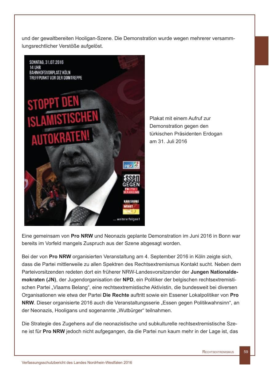 Seite 60 des Verfassungsschutzbericht 2016 Nordrhein-Westfalen