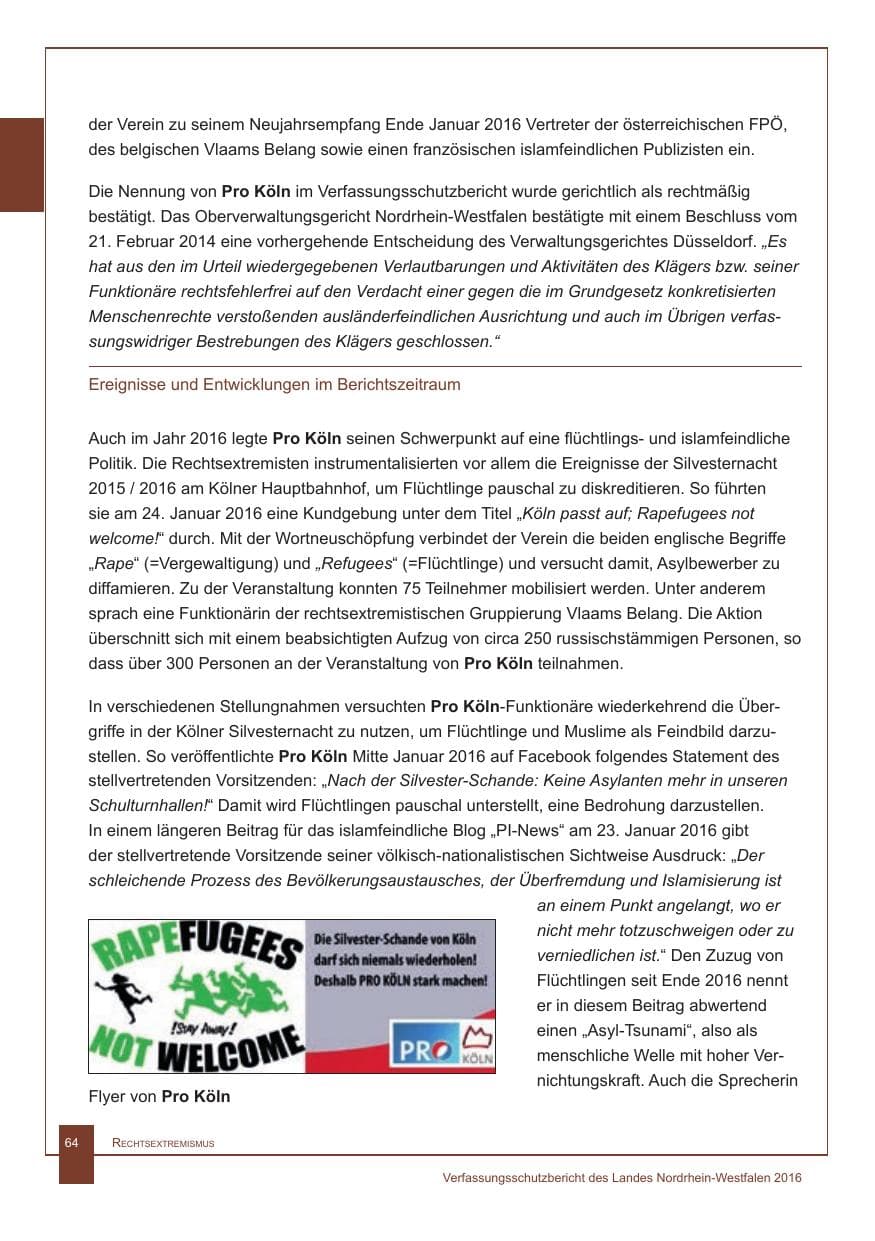Seite 65 des Verfassungsschutzbericht 2016 Nordrhein-Westfalen