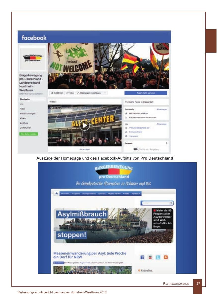 Seite 68 des Verfassungsschutzbericht 2016 Nordrhein-Westfalen