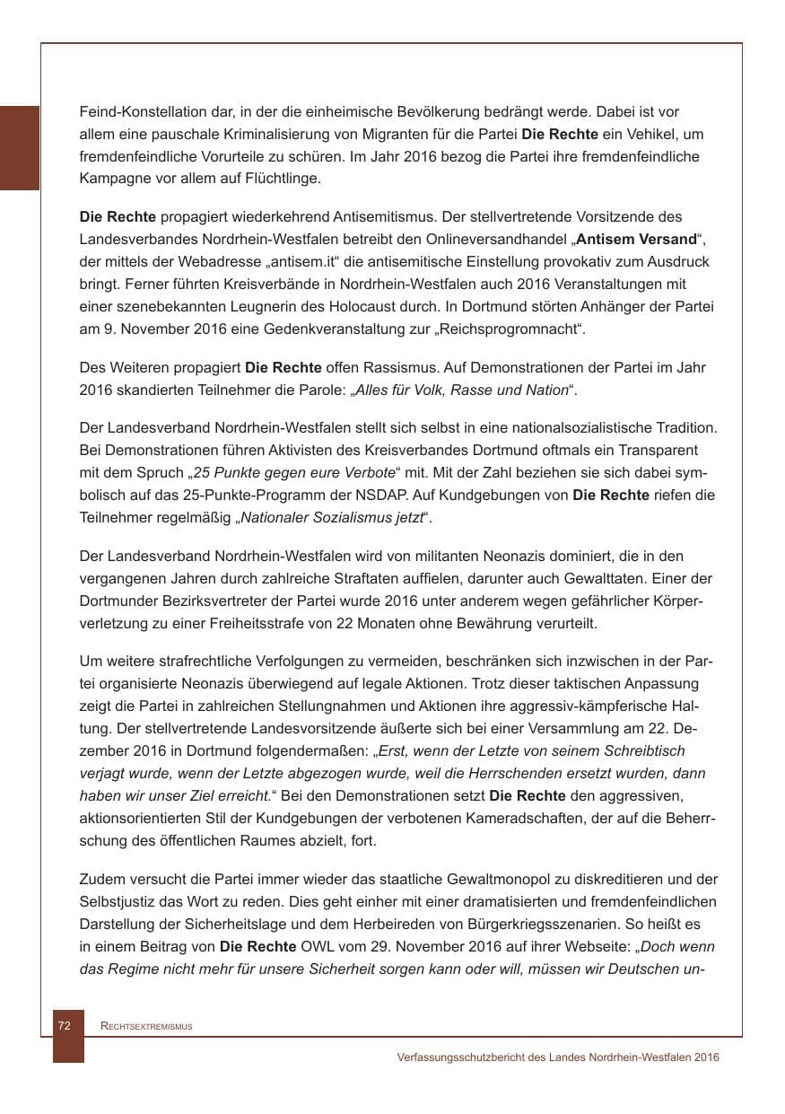 Seite 73 des Verfassungsschutzbericht 2016 Nordrhein-Westfalen
