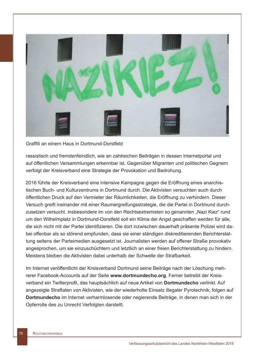 Seite 77 des Verfassungsschutzbericht 2016 Nordrhein-Westfalen