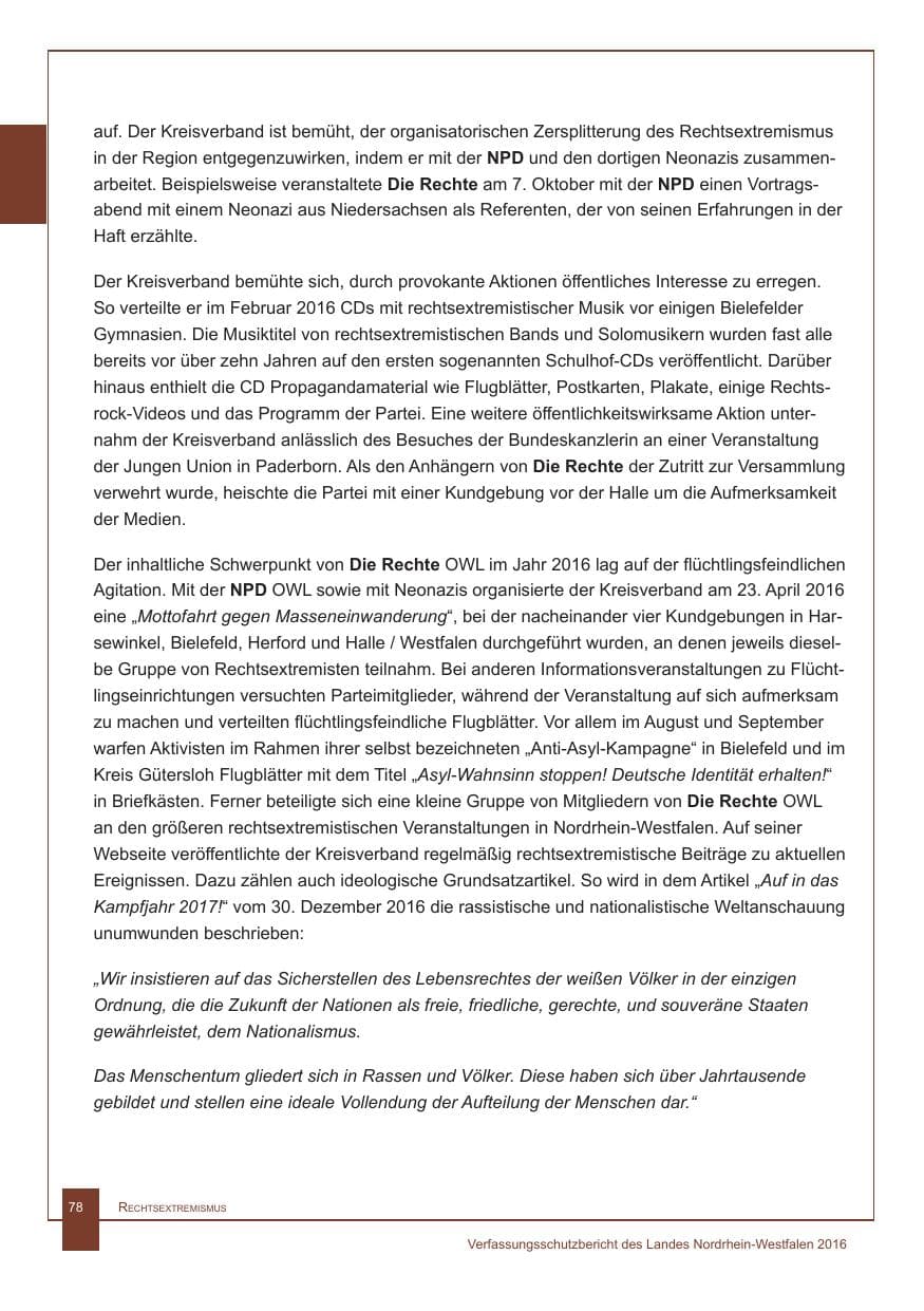 Seite 79 des Verfassungsschutzbericht 2016 Nordrhein-Westfalen