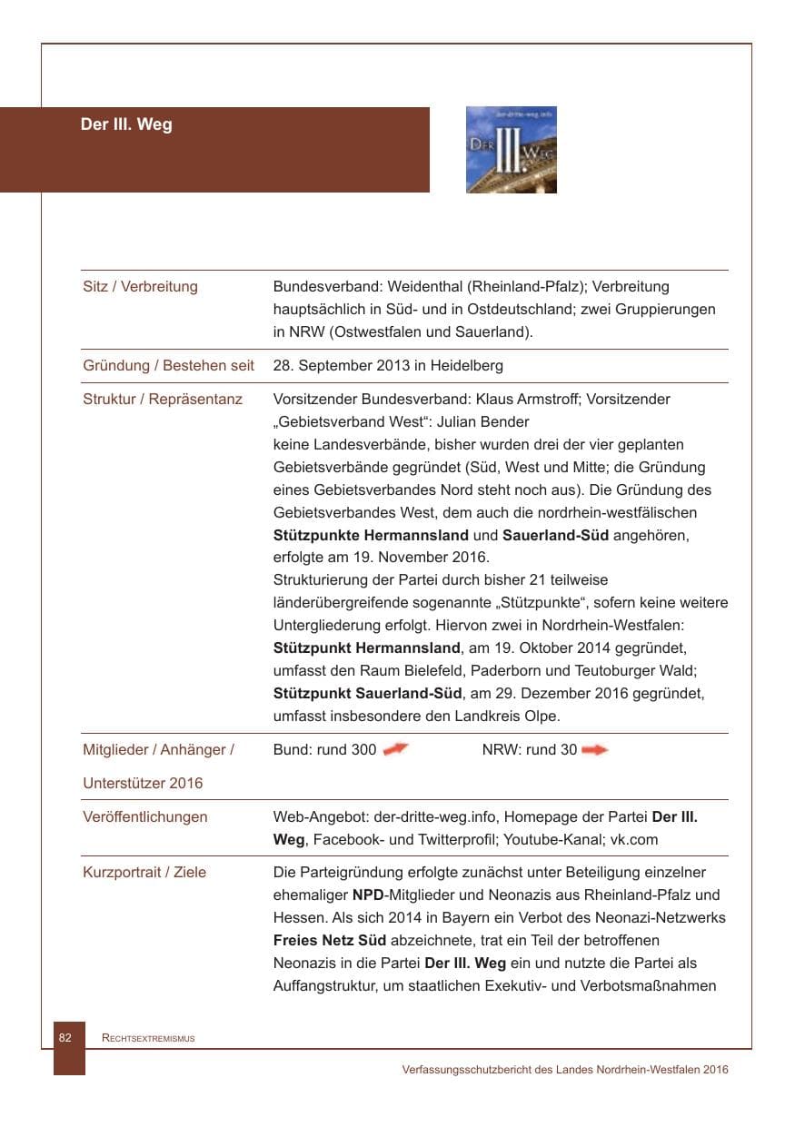 Seite 83 des Verfassungsschutzbericht 2016 Nordrhein-Westfalen