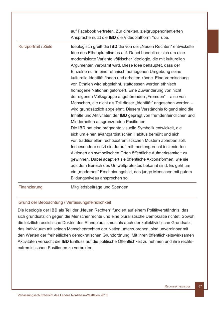 Seite 88 des Verfassungsschutzbericht 2016 Nordrhein-Westfalen