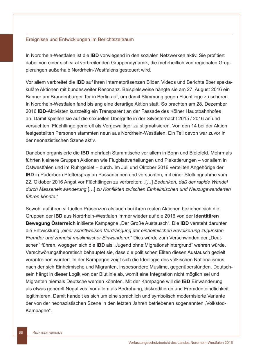 Seite 89 des Verfassungsschutzbericht 2016 Nordrhein-Westfalen