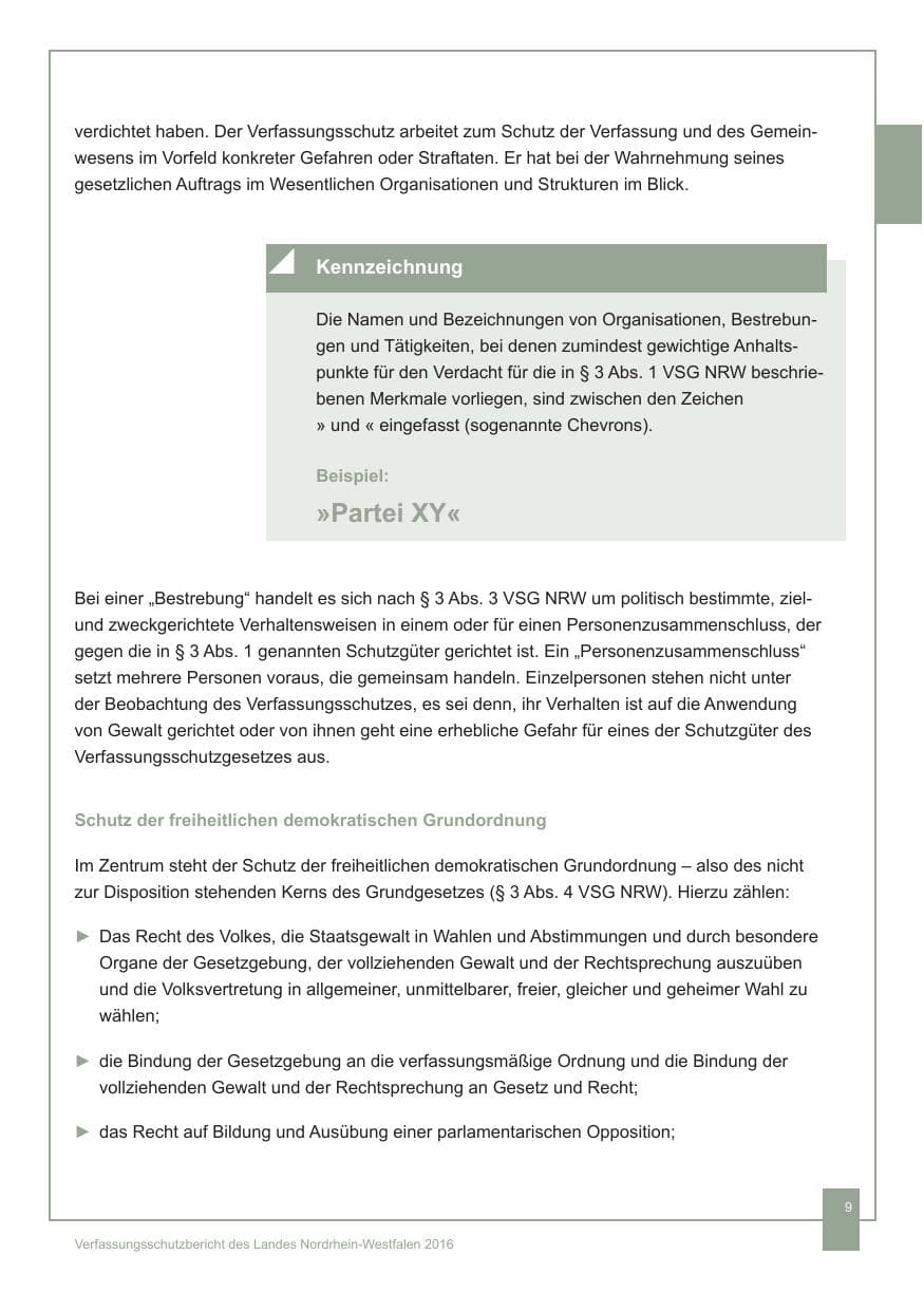 Seite 10 des Verfassungsschutzbericht 2016 Nordrhein-Westfalen