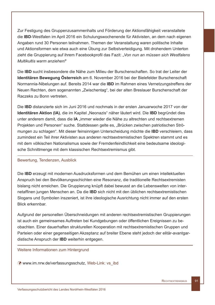 Seite 92 des Verfassungsschutzbericht 2016 Nordrhein-Westfalen