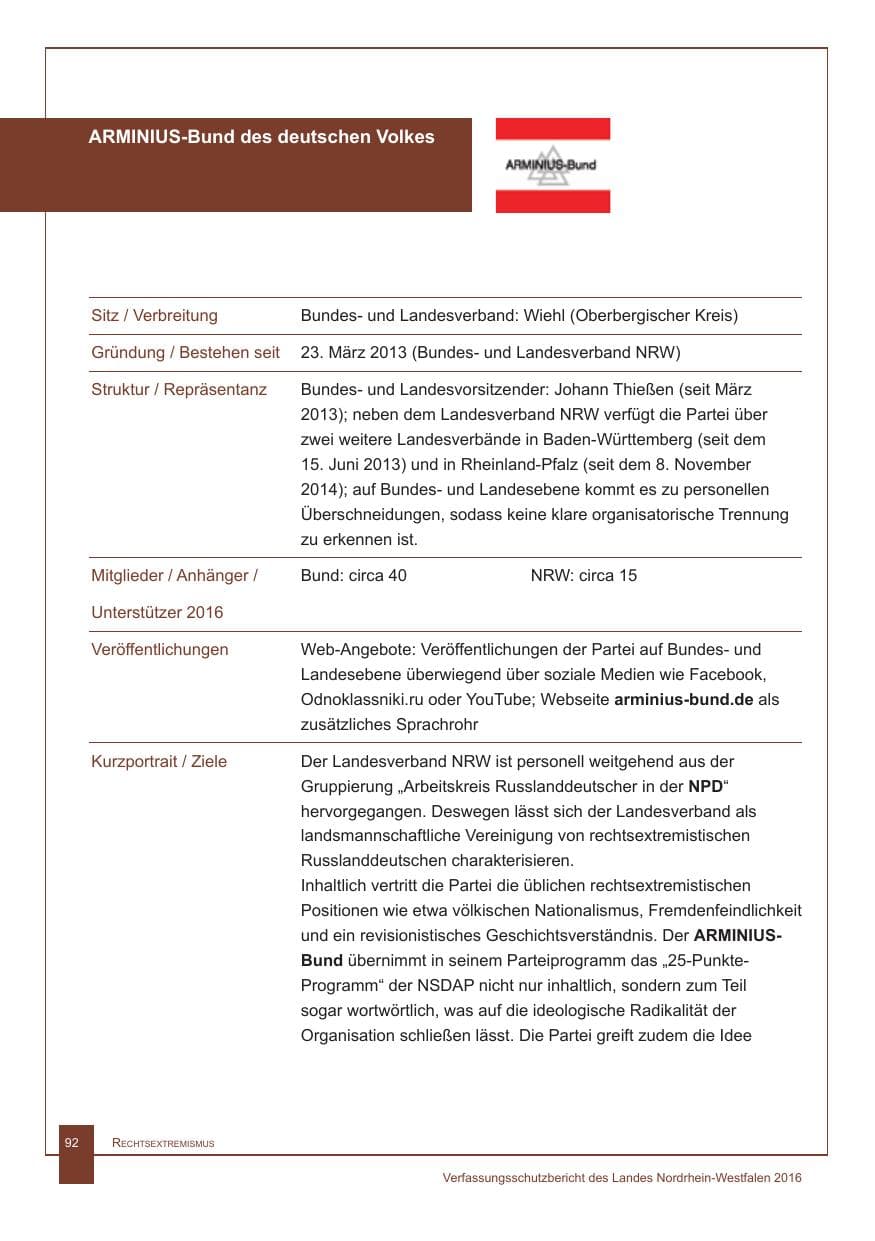 Seite 93 des Verfassungsschutzbericht 2016 Nordrhein-Westfalen