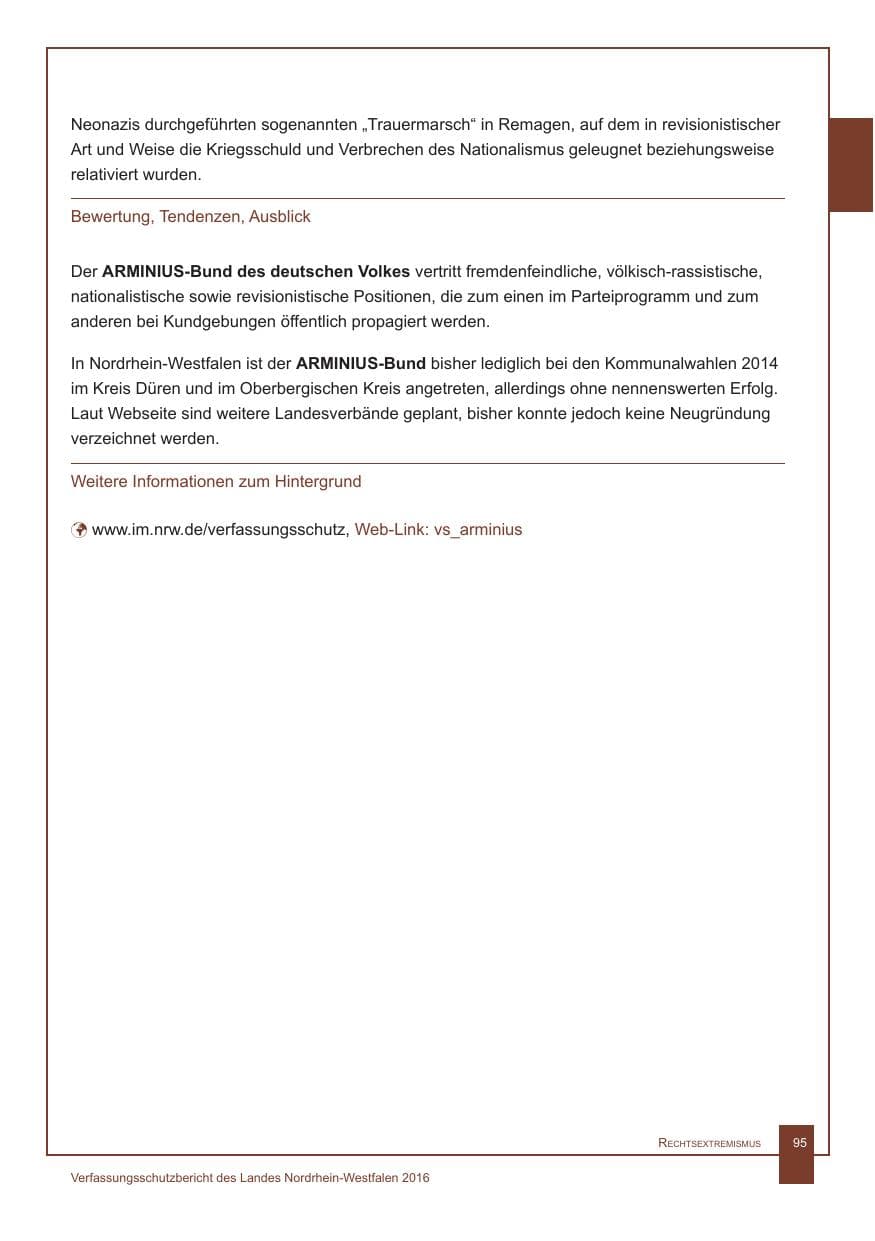 Seite 96 des Verfassungsschutzbericht 2016 Nordrhein-Westfalen