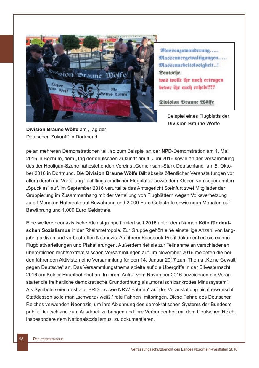 Seite 99 des Verfassungsschutzbericht 2016 Nordrhein-Westfalen