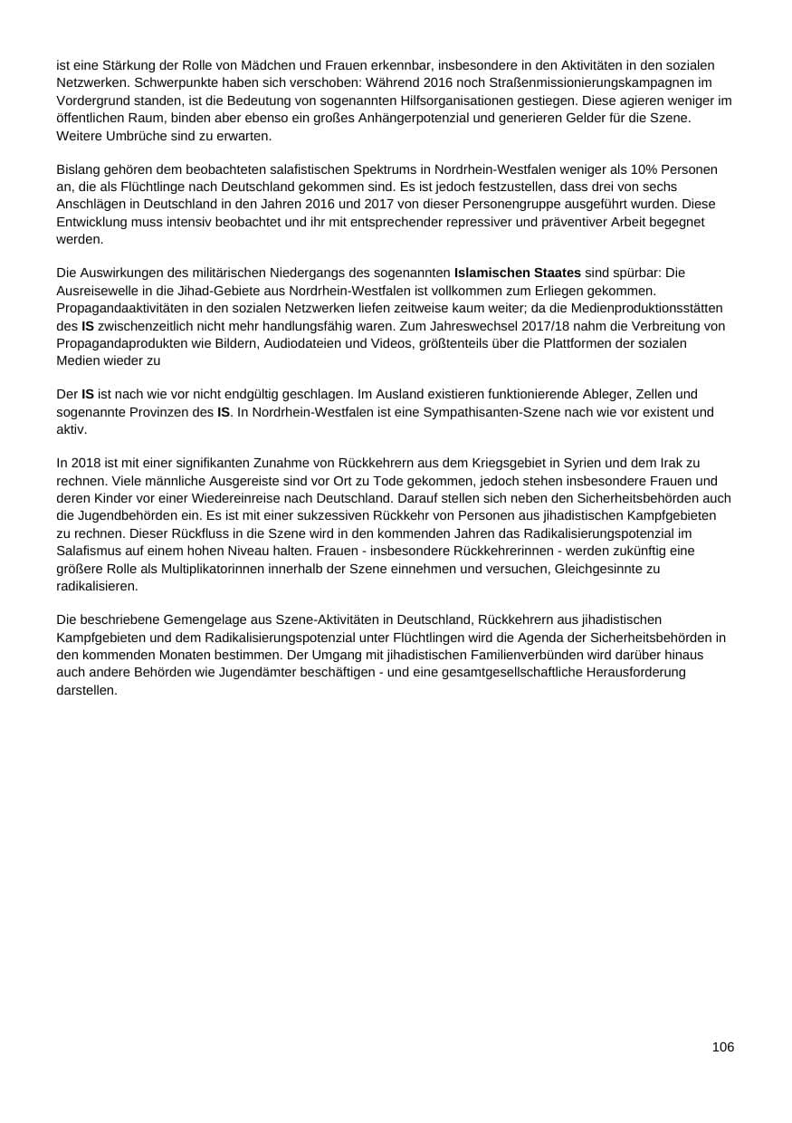 Seite 107 des Verfassungsschutzbericht 2017 Nordrhein-Westfalen
