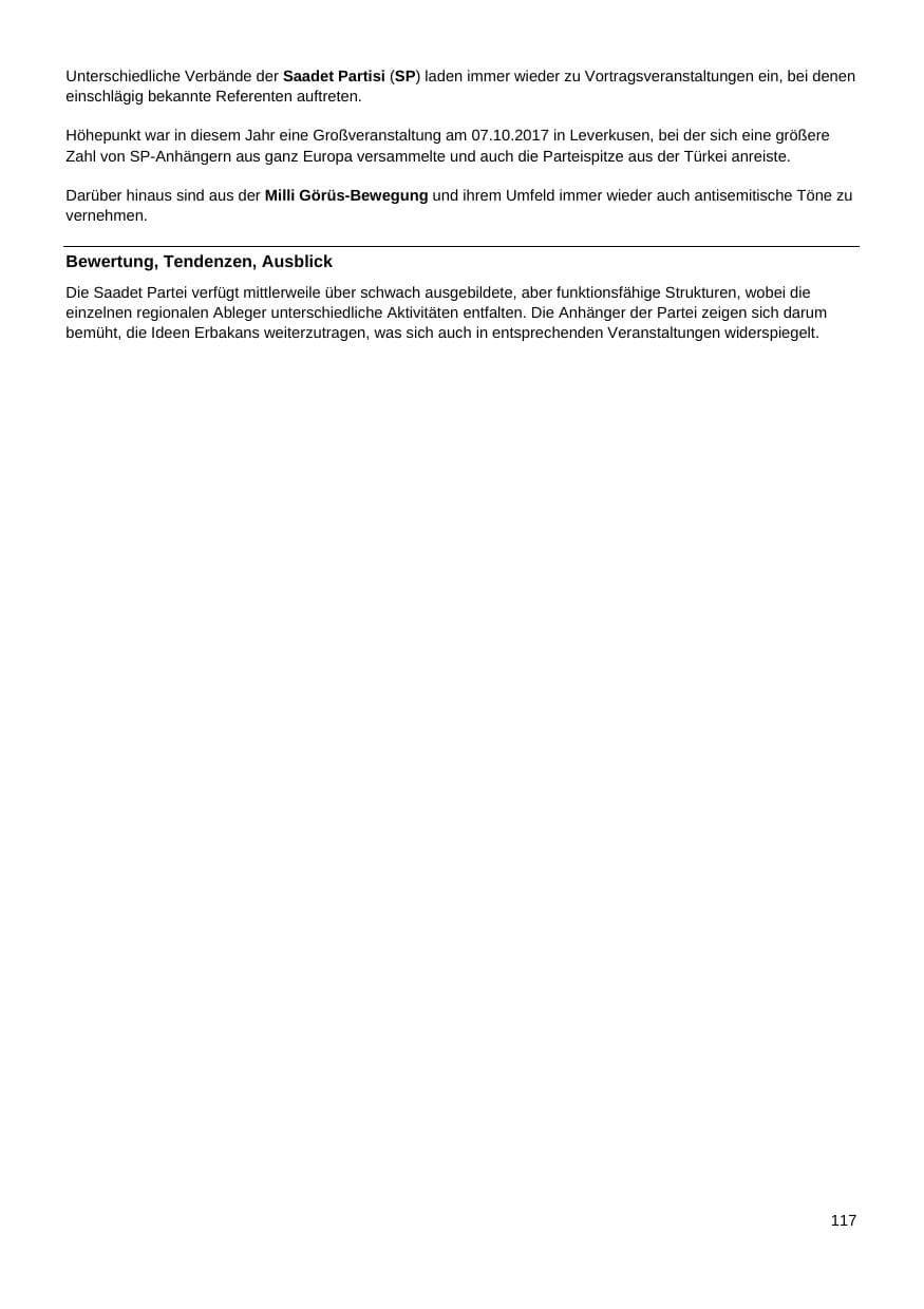 Seite 118 des Verfassungsschutzbericht 2017 Nordrhein-Westfalen