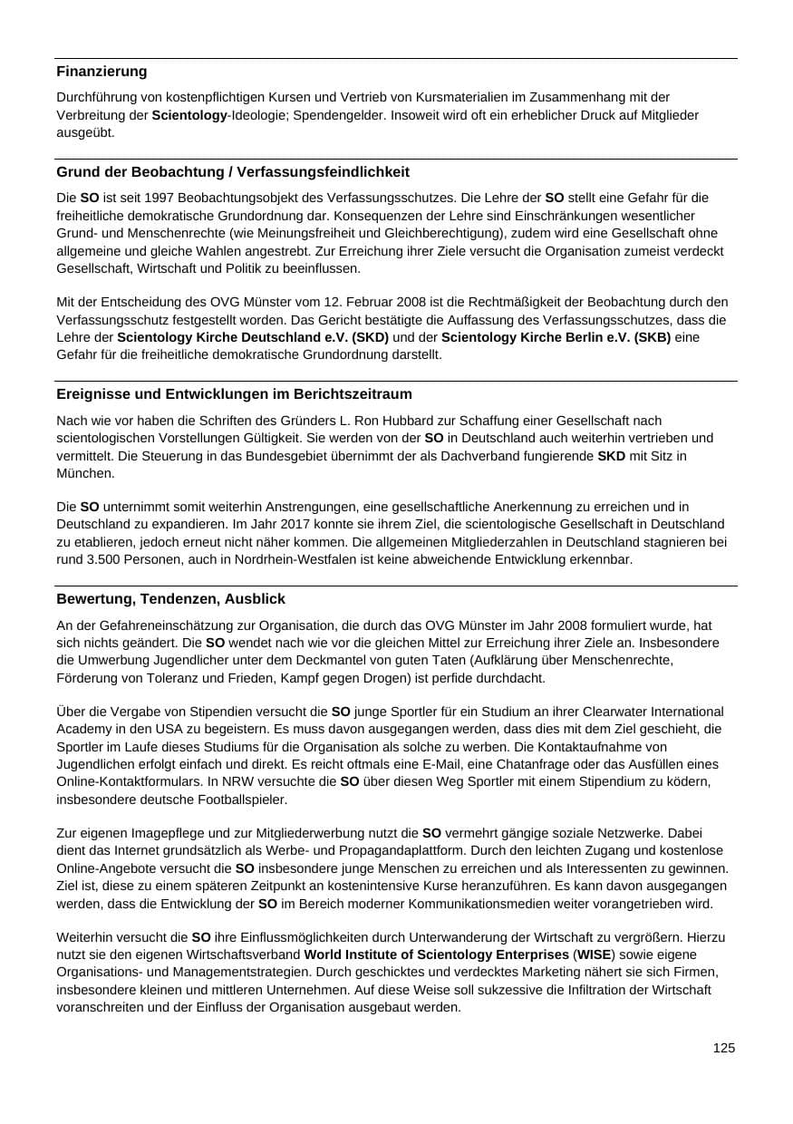 Seite 126 des Verfassungsschutzbericht 2017 Nordrhein-Westfalen