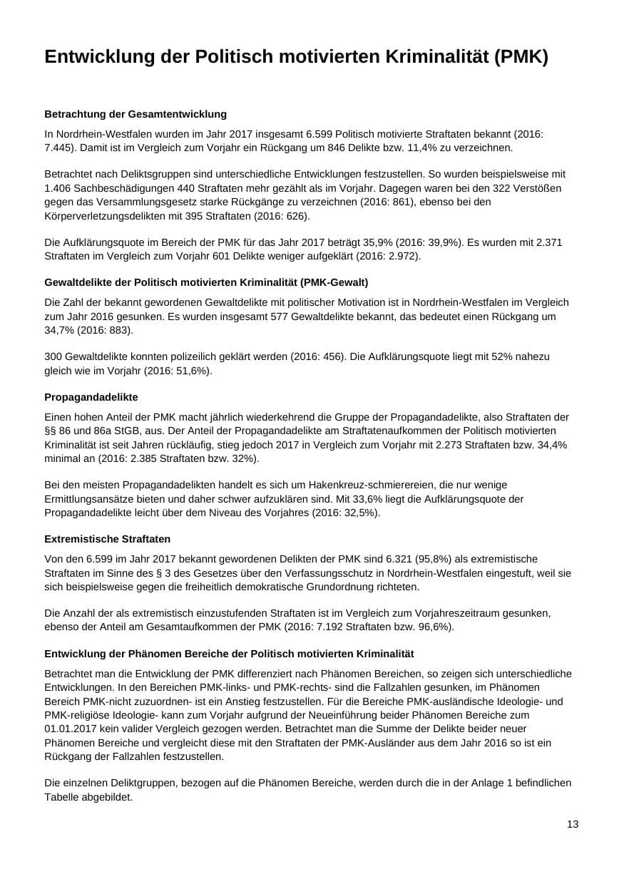 Seite 14 des Verfassungsschutzbericht 2017 Nordrhein-Westfalen