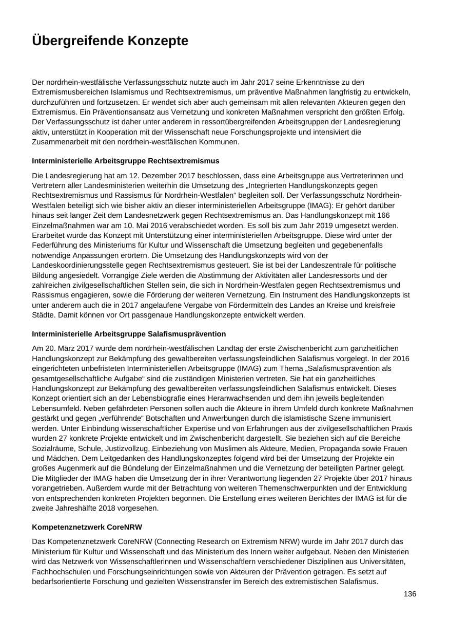 Seite 137 des Verfassungsschutzbericht 2017 Nordrhein-Westfalen