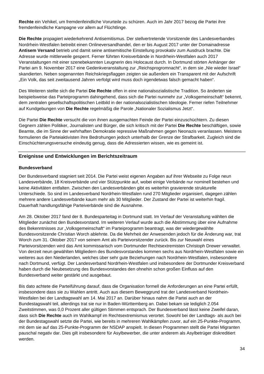 Seite 35 des Verfassungsschutzbericht 2017 Nordrhein-Westfalen
