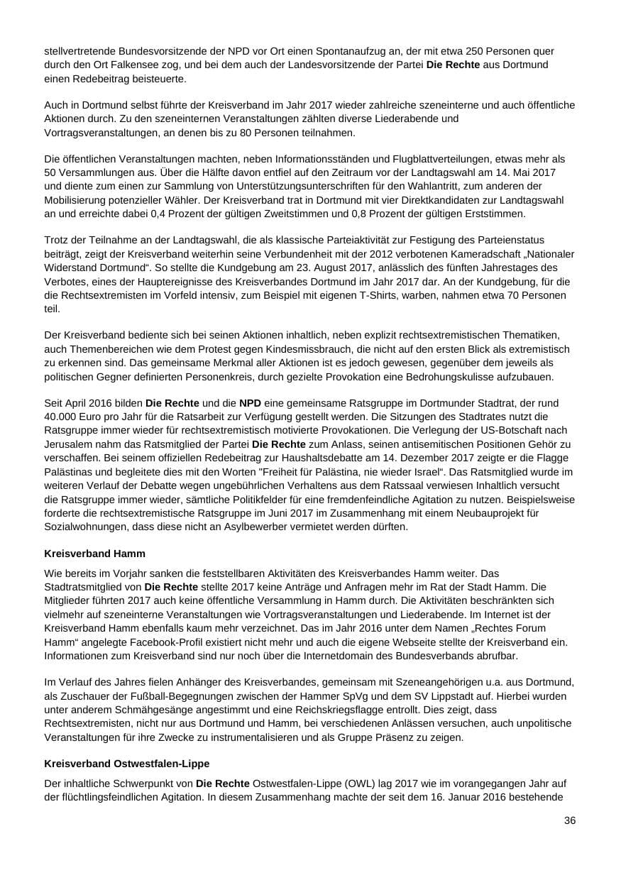 Seite 37 des Verfassungsschutzbericht 2017 Nordrhein-Westfalen
