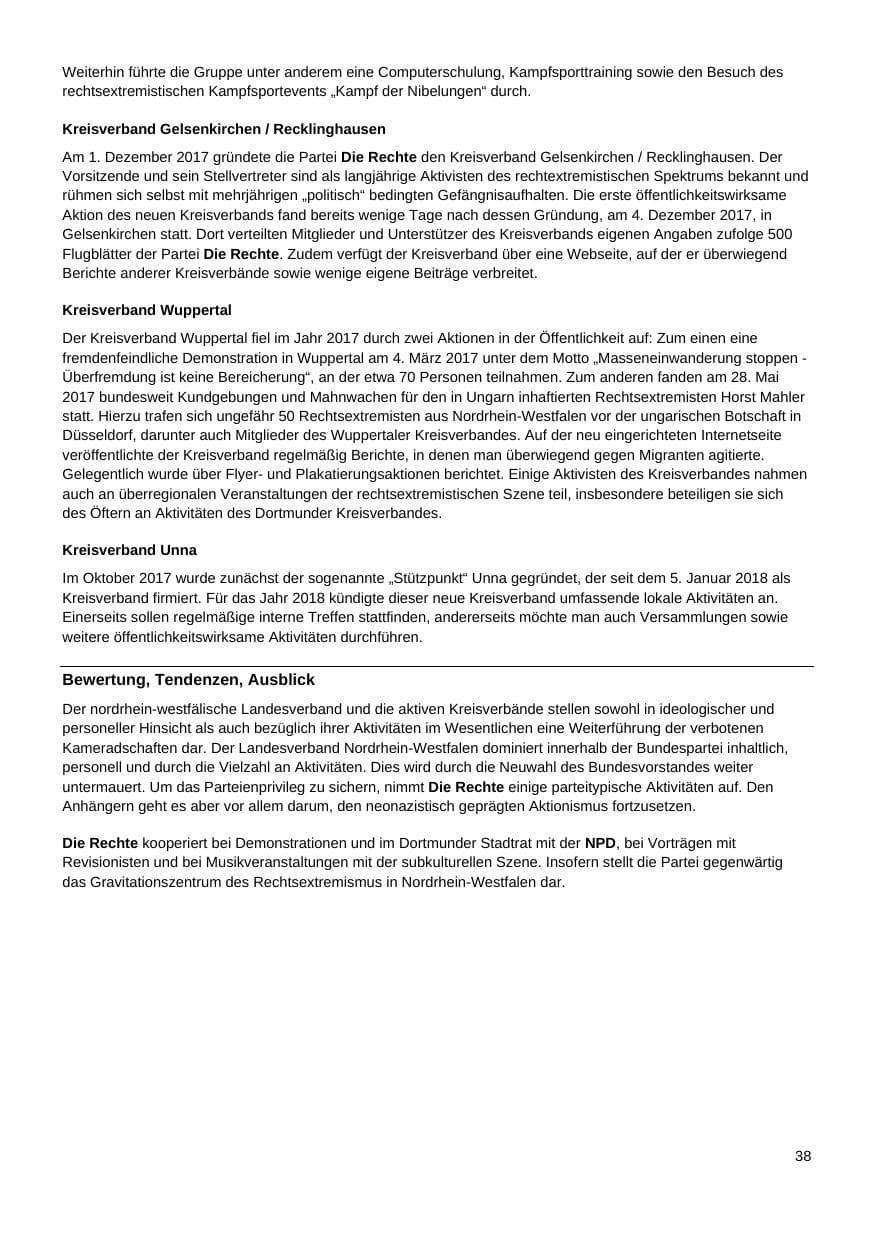 Seite 39 des Verfassungsschutzbericht 2017 Nordrhein-Westfalen