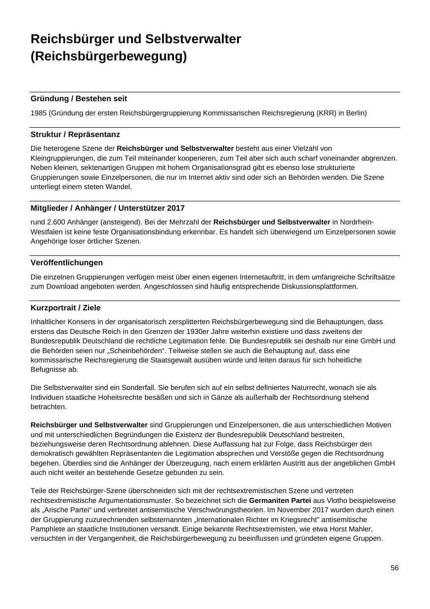 Seite 57 des Verfassungsschutzbericht 2017 Nordrhein-Westfalen