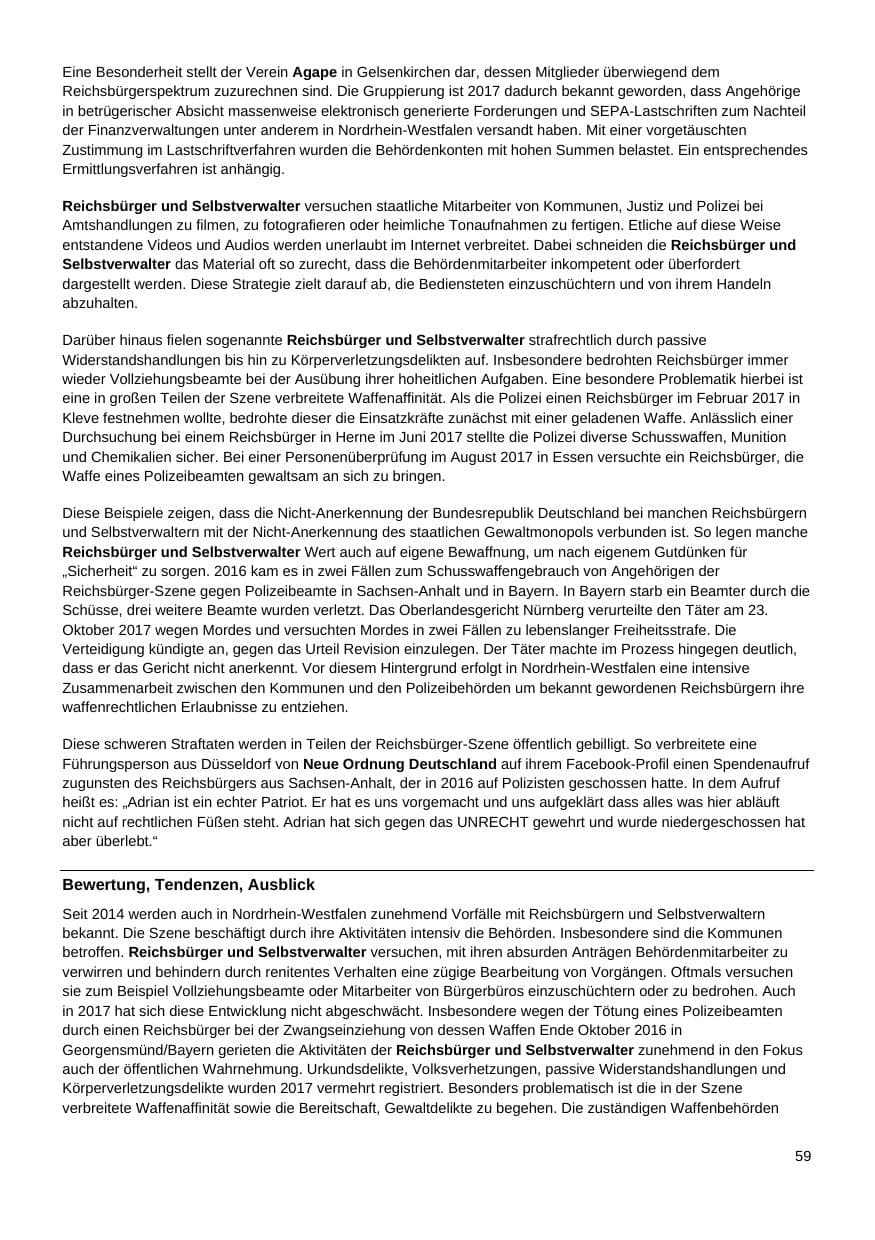 Seite 60 des Verfassungsschutzbericht 2017 Nordrhein-Westfalen