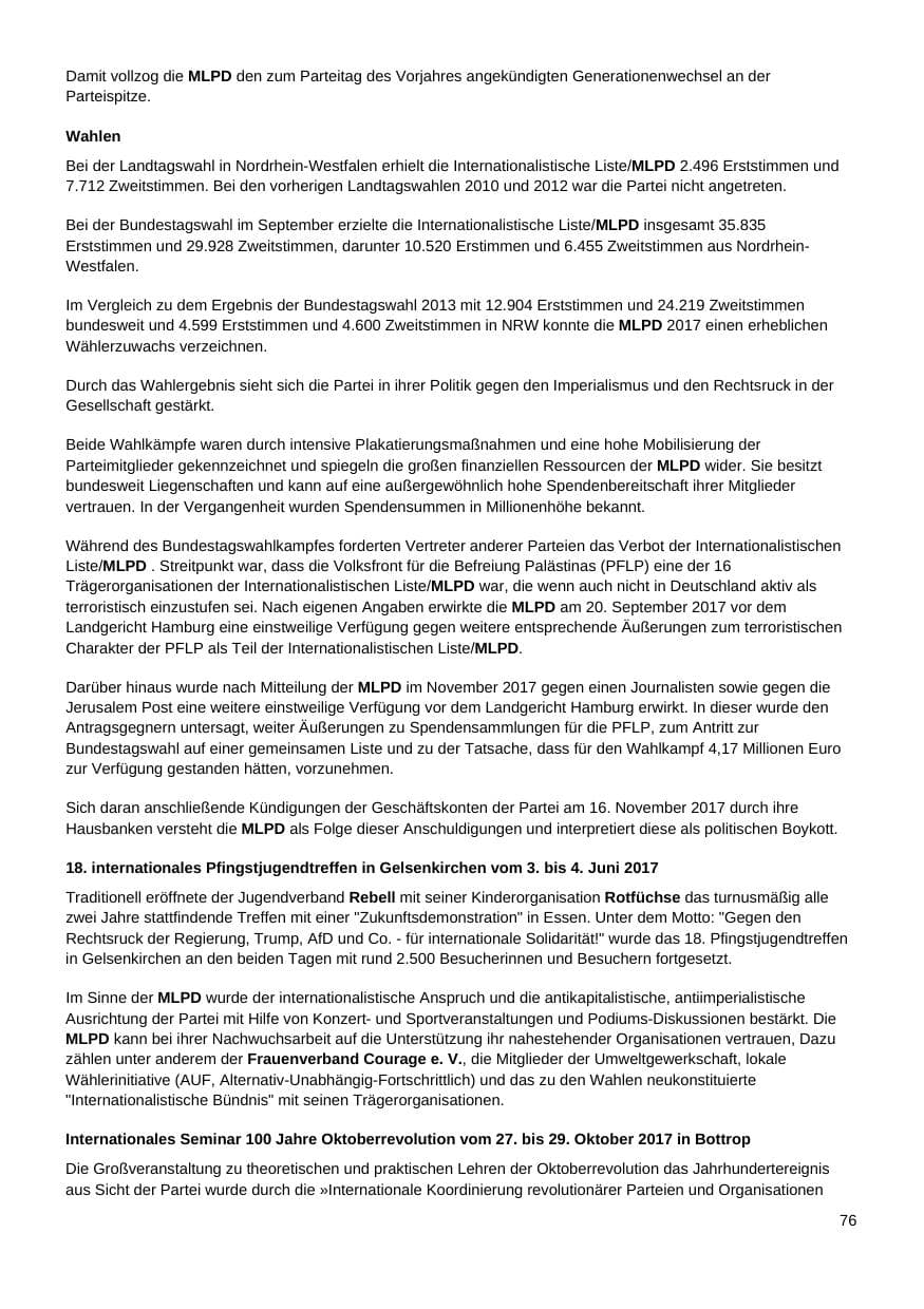 Seite 77 des Verfassungsschutzbericht 2017 Nordrhein-Westfalen