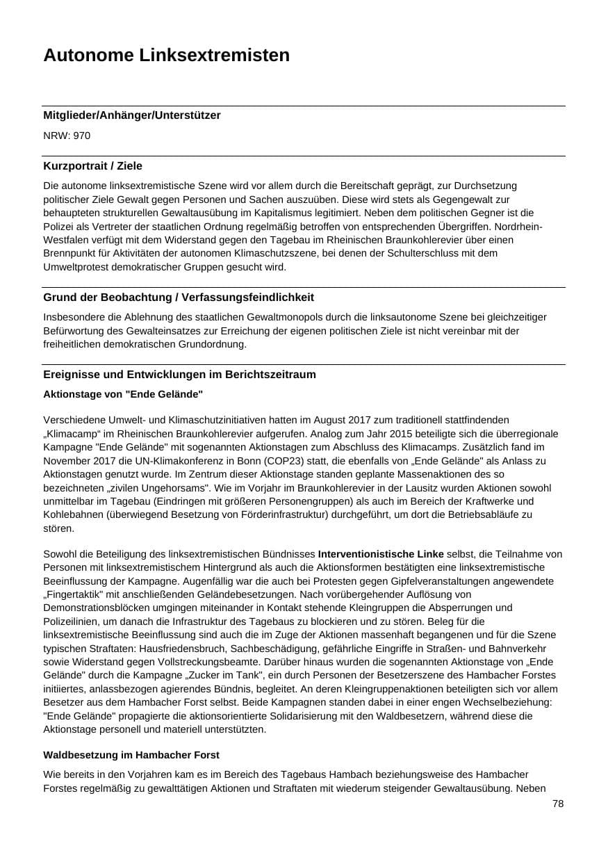 Seite 79 des Verfassungsschutzbericht 2017 Nordrhein-Westfalen