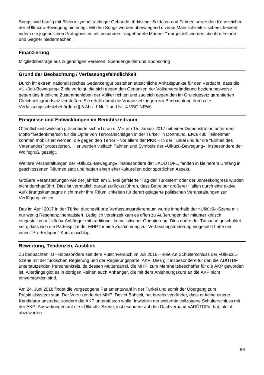 Seite 87 des Verfassungsschutzbericht 2017 Nordrhein-Westfalen