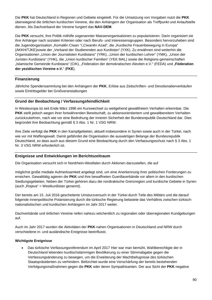 Seite 91 des Verfassungsschutzbericht 2017 Nordrhein-Westfalen