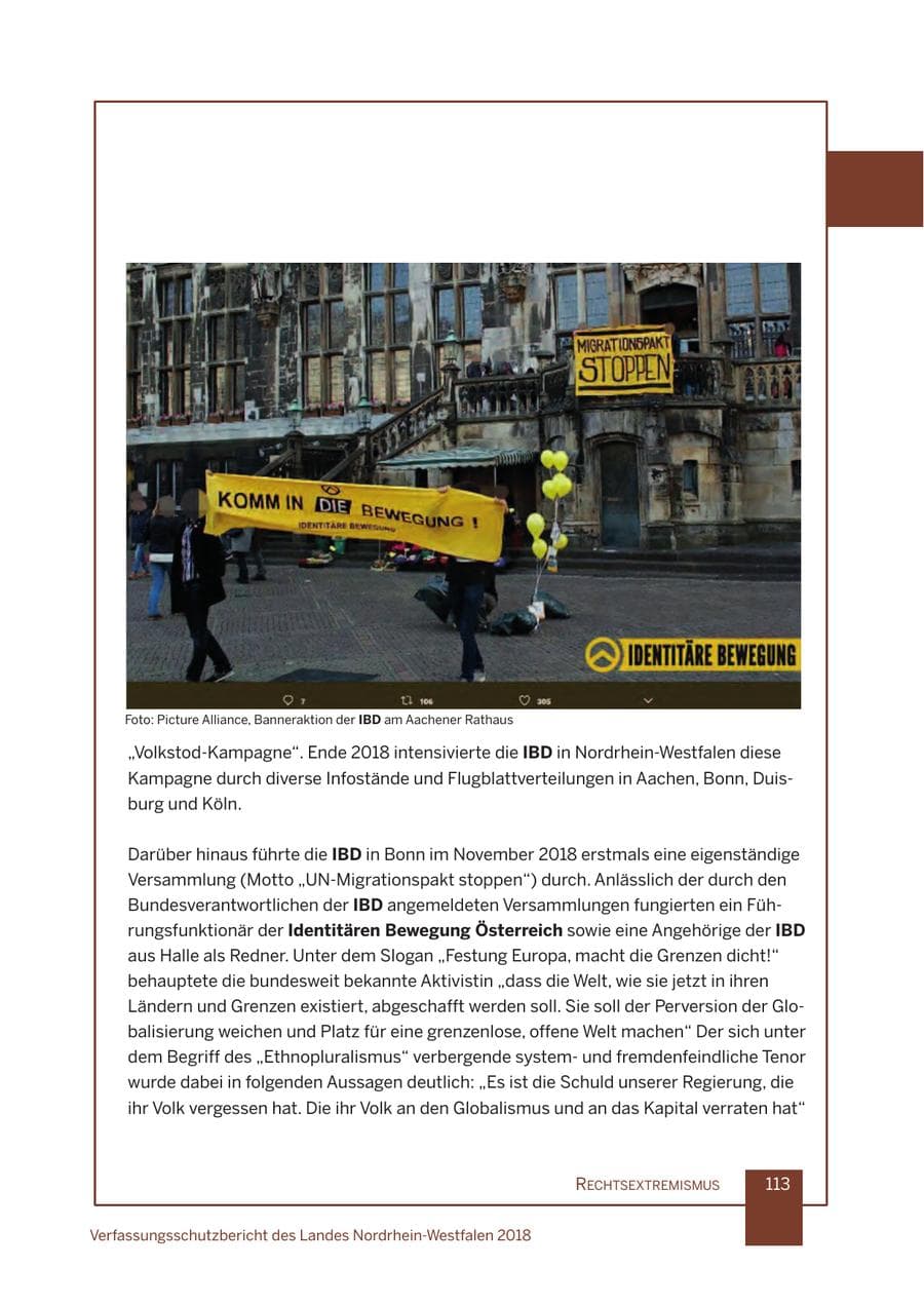 Seite 114 des Verfassungsschutzbericht 2018 Nordrhein-Westfalen