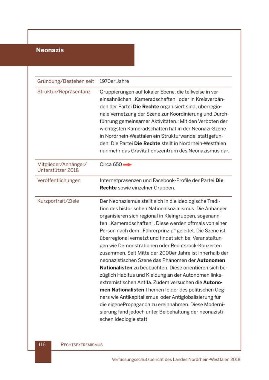 Seite 117 des Verfassungsschutzbericht 2018 Nordrhein-Westfalen